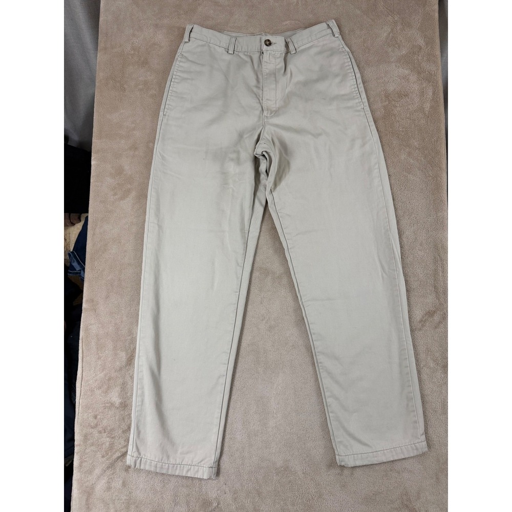 LL Bean Double L Trouser Mens 34x32 Natural Fit Flannel Lined Chinos‎ Khaki EUC